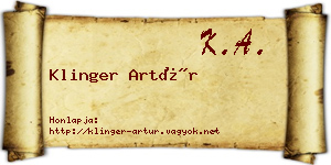 Klinger Artúr névjegykártya